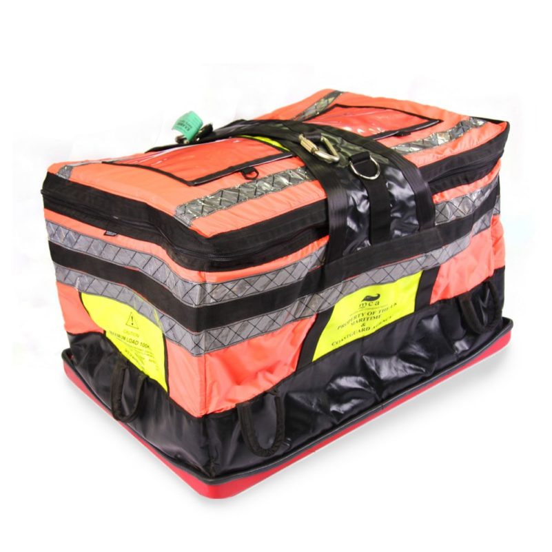 High-visibility reflective emergency equipment bag.