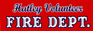 Hatley Volunteer Fire Department logo on red background.