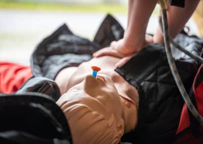 First aid training with CPR mannequin