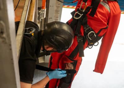 Rescue training with a hanging mannequin.