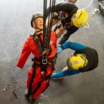 Rescue training with dummy and ropes