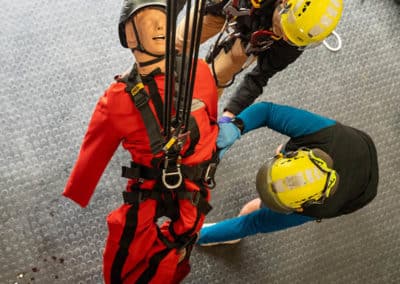 Rescue training with dummy and ropes